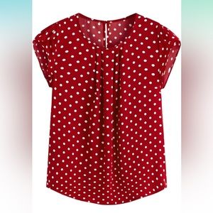 Polka Dots Print Cap Sleeve Keyhole Back Blouse, Disney Minnie outfit